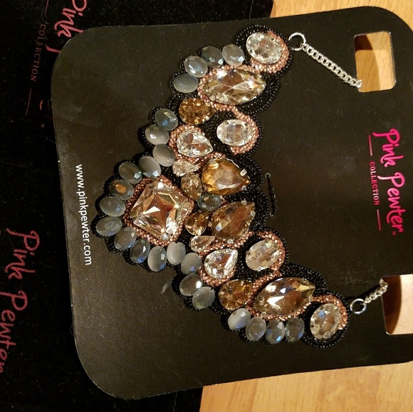 PINK PEWTER NECKLACE - Picture 1 of 5